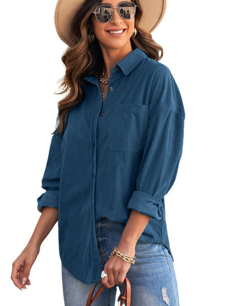 Women's Fashion Style Button Lantern Long Sleeve Blouse