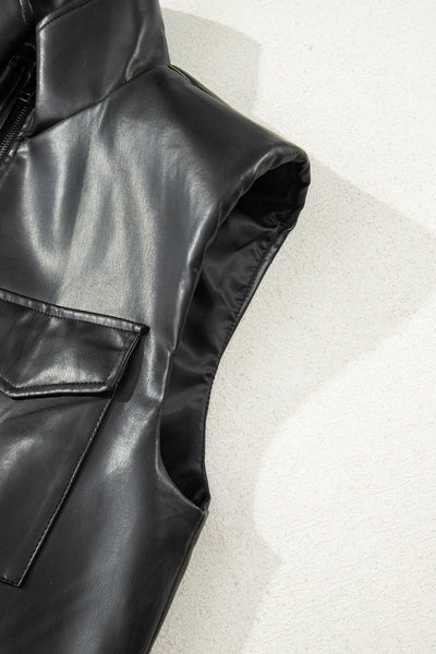 Trendy Black Faux Leather Vest for Women - Chic Layering Essential for Stylish Outfits and Everyday Fashion