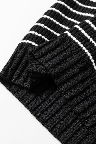 Chic Women's Black Striped V-Neck Sweater Tank Top - Stylish & Comfortable for Effortless Casual Looks