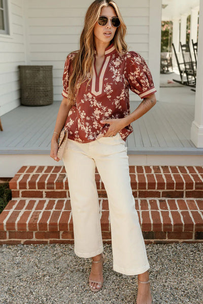 Stylish Women's Red Blouse - Flattering Casual Top for Everyday Elegance and Comfort