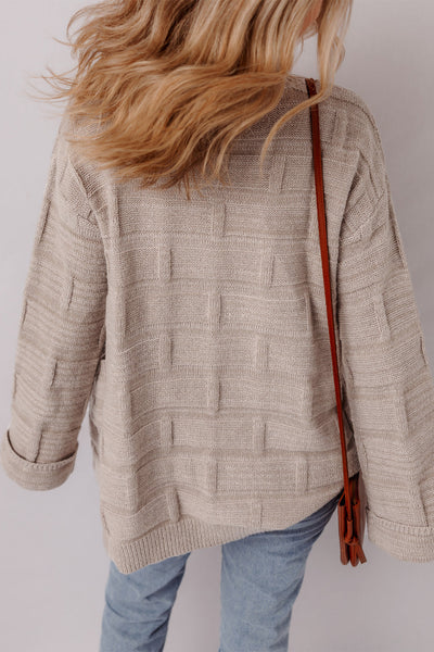 Chic Women's Cozy Textured Knit Cardigan - Open Front, Versatile Layering Essential in Soft Neutral Colors