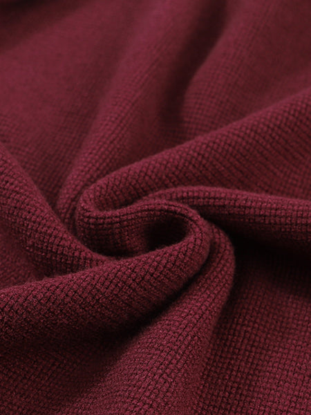 Crimson Ribbed Sleeve Soft Knit Pullover