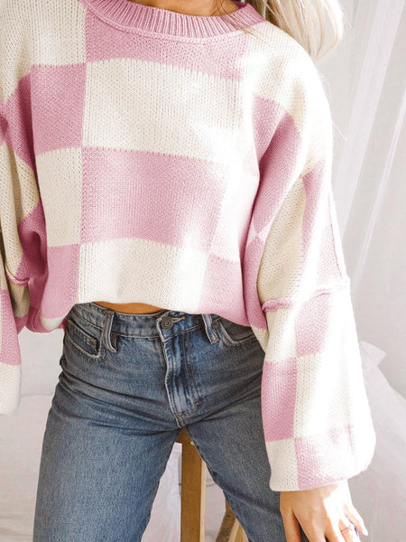 Plus Size Casual Sweater, Women's Plus Solid Long Sleeve V Neck Oversized Jumper