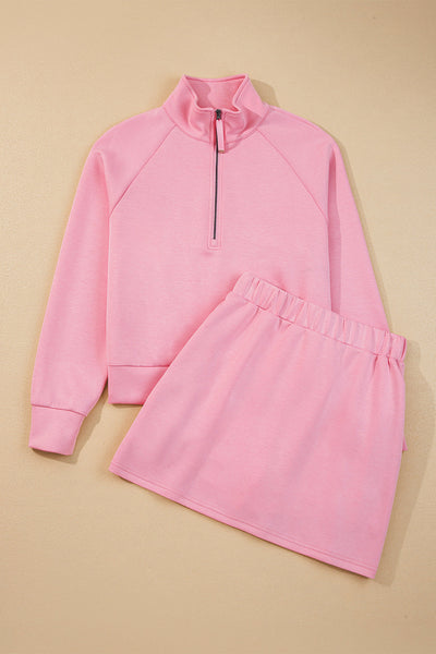 Stylish Women's Soft Fabric Long Sleeve Top & Mini Skirt Set - Perfect for Casual Outings & Trendy Layering