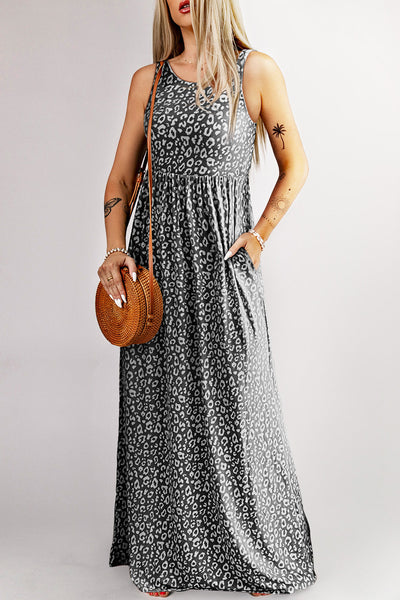 Women's Round Neck Sleeveless Polka Dot Print Dress