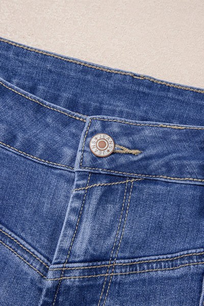 Flattering High-Waisted Blue Jeans for Women - Stylish Casual Fit Perfect for Everyday Outings and Effortless Style