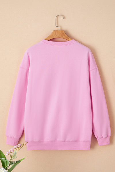 Women's Cozy Peach Blossom Graphic Sweatshirt with Tinsel Detail - Trendy Casual Wear for Effortless Everyday Style