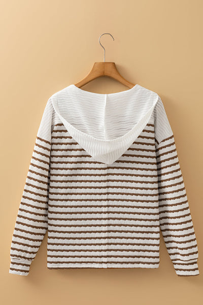 Cozy Women's Striped Hooded Sweatshirt - Soft Casual Pullover Top for Everyday Style and Comfort