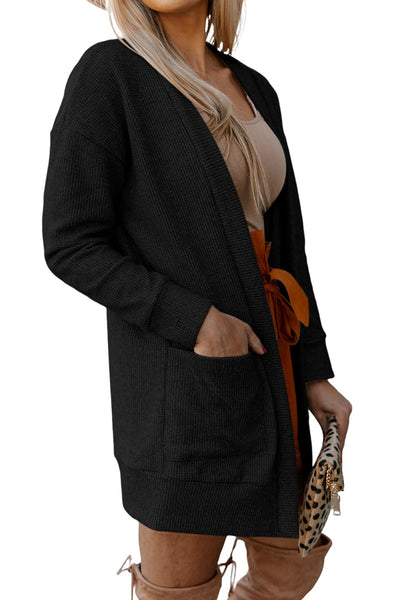 Solid Color Fashion Knitting Long Sleeved Cardigan