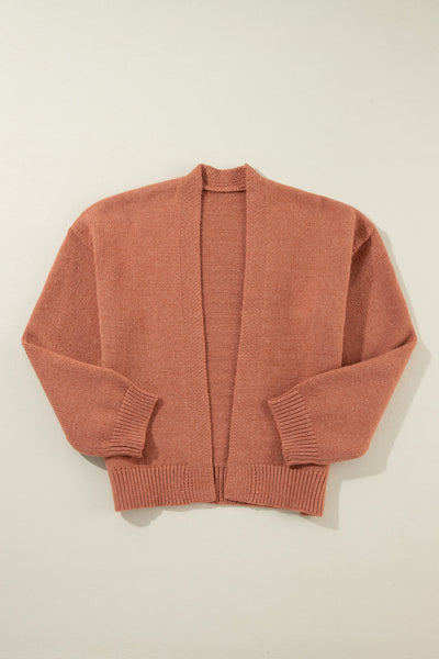 Chic Women's Light Beige Cropped Cardigan with Drop Shoulders - Effortless Open Front Layer for Stylish Outfits