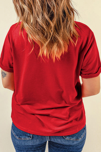 Women's Merry Christmas Graphic Tee in Red Cotton Blend