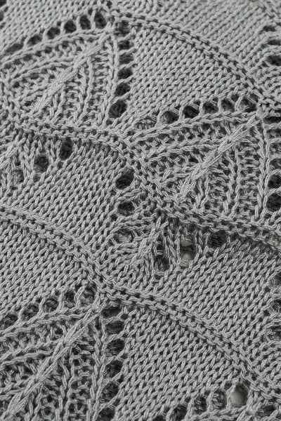 Cozy Women's Gray Crochet Cardigan Sweater - Chic Open Front Knit Layer for Stylish Fall Layering