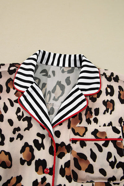 women's cozy leopard print pajama set - soft sleepwear with relaxed fit for ultimate comfort and style with practical styling and dependable