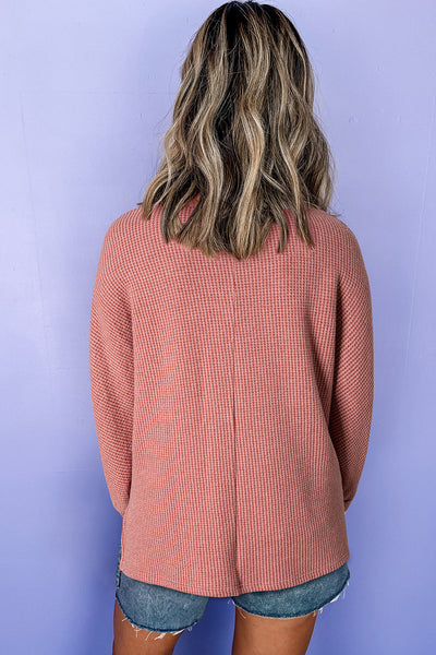 Chic Mineral Red V-Neck Tunic Top for Women - Stylish Loose Fit with Side Slits for Effortless Everyday Elegance