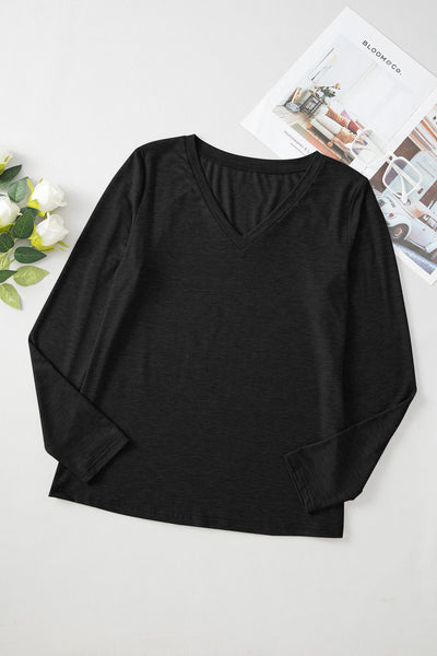 Stylish Women's Black Long Sleeve Top - Comfortable Fit, Versatile Design for Everyday Fashion and Casual Outings