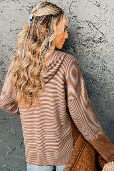 Elegant Women's Chestnut Blouse | Relaxed Fit Long Sleeve Top for Autumn | Versatile Chic Wardrobe Essential