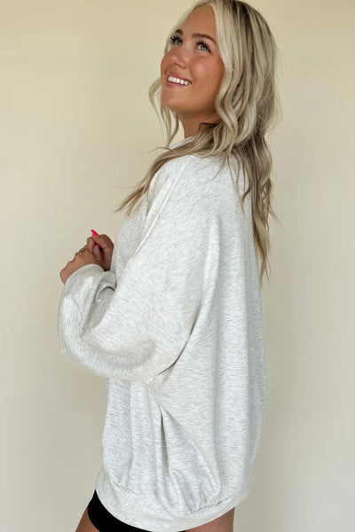Stylish Oversized Light Grey Mock Neck Sweatshirt for Women Cozy, Comfortable Casual Wear for Everyday Fashion