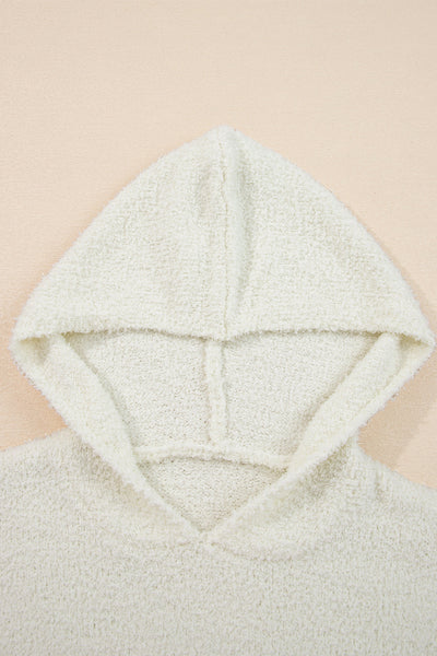 Cream Popcorn Knit Striped Hooded Sweater with practical styling and dependable silhouette control.