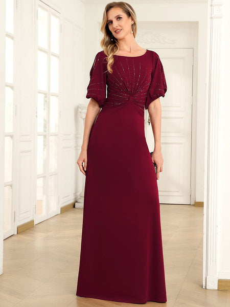 Women's Embellished Cold-Shoulder Evening Gown in Obsidian Black