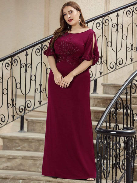 Women's Embellished Cold-Shoulder Evening Gown in Obsidian Black