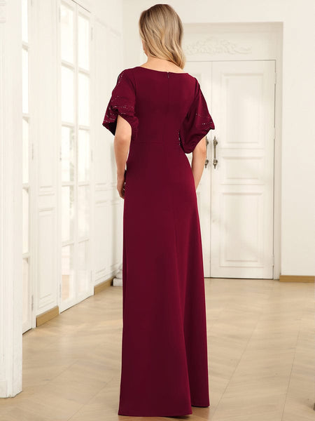 Women's Embellished Cold-Shoulder Evening Gown in Obsidian Black