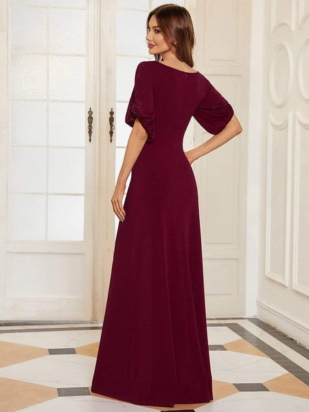 Women's Embellished Cold-Shoulder Evening Gown in Obsidian Black
