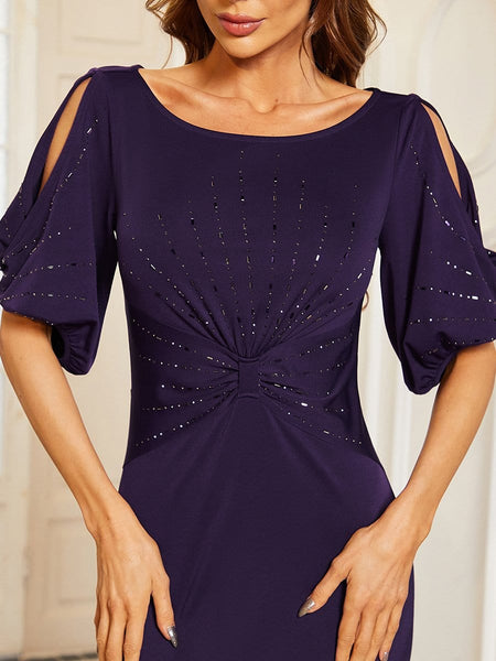Women's Embellished Cold-Shoulder Evening Gown in Obsidian Black