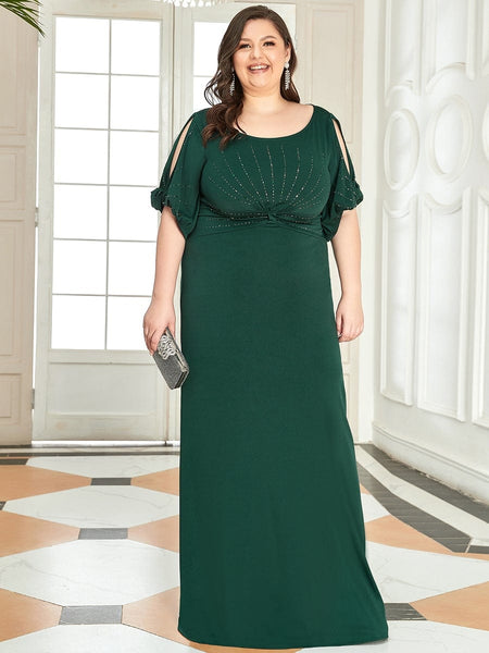 Women's Embellished Cold-Shoulder Evening Gown in Obsidian Black