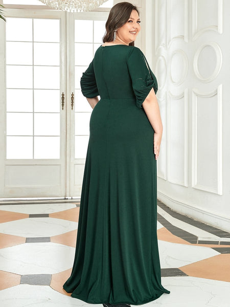 Women's Embellished Cold-Shoulder Evening Gown in Obsidian Black