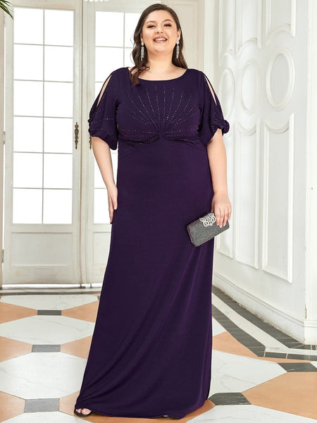 Women's Embellished Cold-Shoulder Evening Gown in Obsidian Black