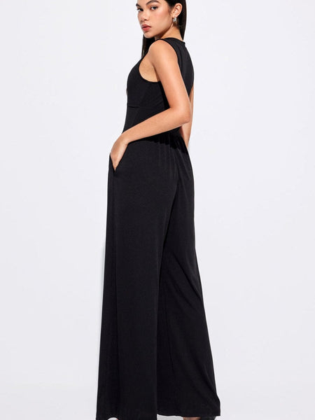 Chic Black A-Line Jumpsuit with Cinched Waist