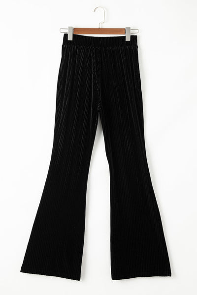 Chic Black Corduroy Flare Pants with High Waist