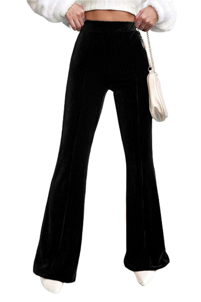 Chic Black Corduroy Flare Pants with High Waist