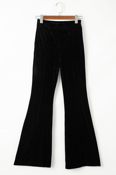 Chic Black Corduroy Flare Pants with High Waist