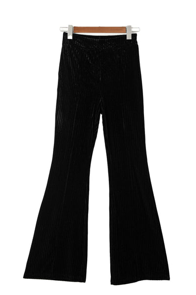 Chic Black Corduroy Flare Pants with High Waist