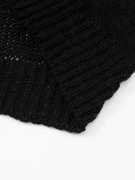 Plus Size Casual Cardigan, Women's Plus Solid Crochet Knit Long Sleeve Open Front Cardigan