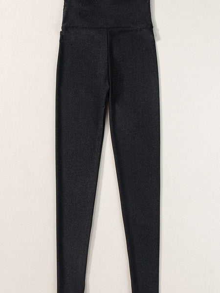 Chic Vintage Solid Faux Leather High Waist Skinny Leggings