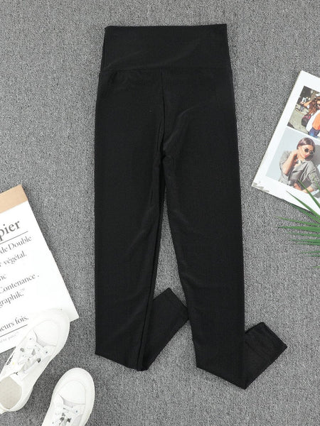 Chic Vintage Solid Faux Leather High Waist Skinny Leggings