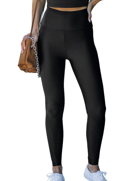 Chic Vintage Solid Faux Leather High Waist Skinny Leggings
