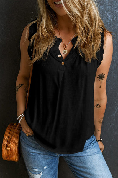 Tops Solid Shirt Loose V-Neck Pullover Sleeveless Tank Top