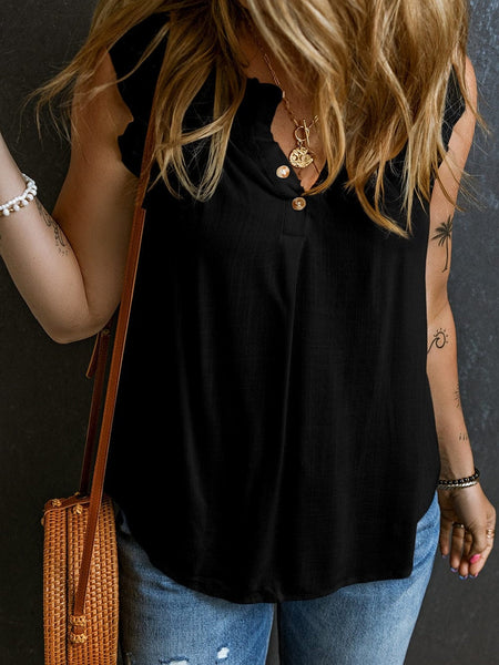 Temperament Commuter Ruffle Stitching V-neck Pullover Sleeveless Vest