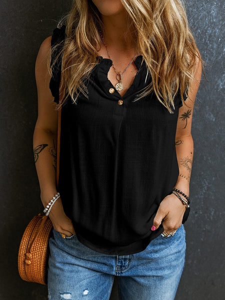 Temperament Commuter Ruffle Stitching V-neck Pullover Sleeveless Vest