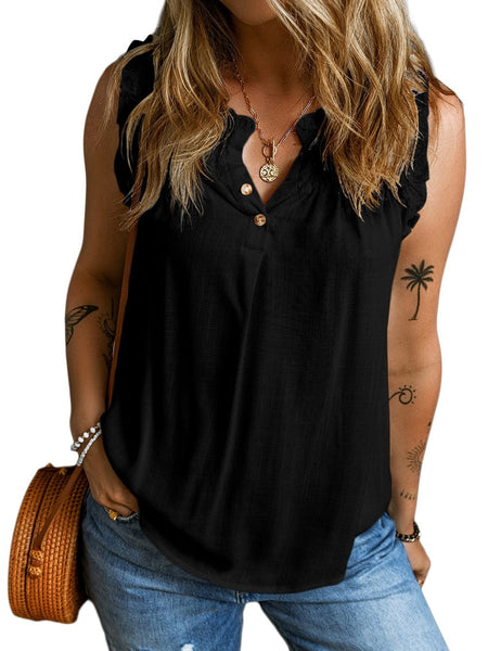 Temperament Commuter Ruffle Stitching V-neck Pullover Sleeveless Vest