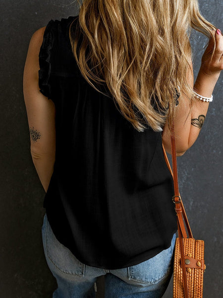 Temperament Commuter Ruffle Stitching V-neck Pullover Sleeveless Vest