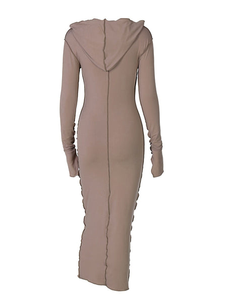 Women's Contrast Stitch Hooded Maxi Loungewear Dress made for easy styling and wardrobe coordination, with premium-like structure and finish.