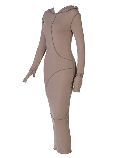 Women's Contrast Stitch Hooded Maxi Loungewear Dress made for easy styling and wardrobe coordination, with premium-like structure and finish.