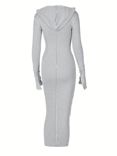 Women's Trendy Maxi Dress with Hood and Unique Seams made for easy styling and wardrobe coordination, with premium-like structure and finish.
