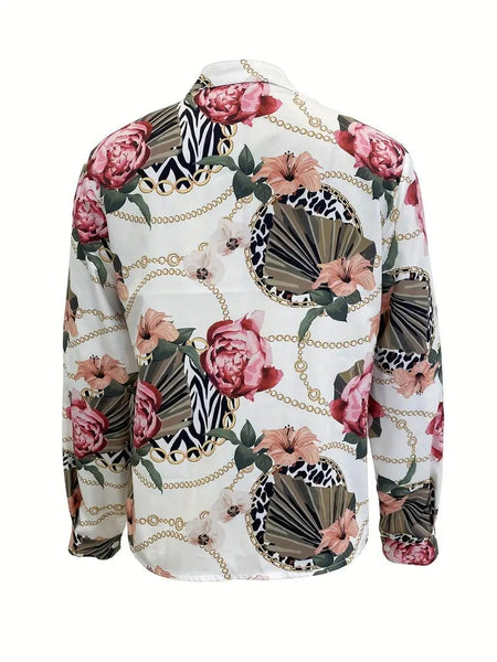Chic Floral Print Button-Up Blouse for Women