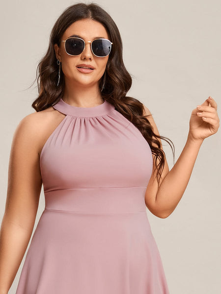 Chic Halterneck Knee-Length Wedding Guest Dress