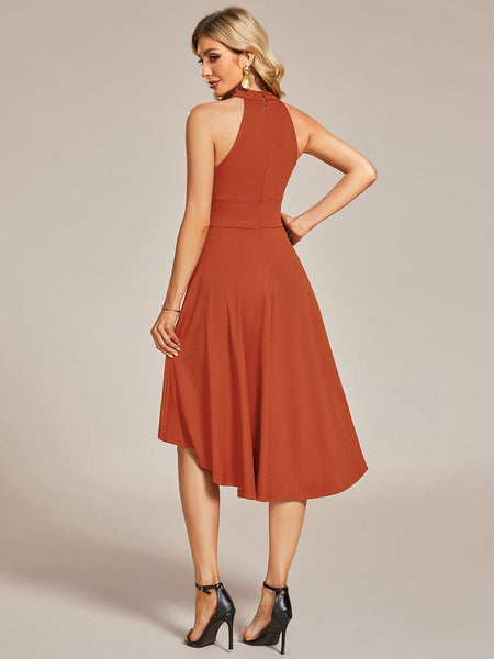 Chic Halterneck Knee-Length Wedding Guest Dress
